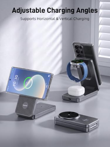 3 in 1 Wireless Charging Station for Samsung, Foldable Wireless Charger