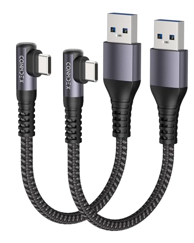 CONMDEX USB C Cable 10Gbps [1ft, 2Pack] Right Angle, 3.1A Fast Charge Cord - size: 1ft+1ft