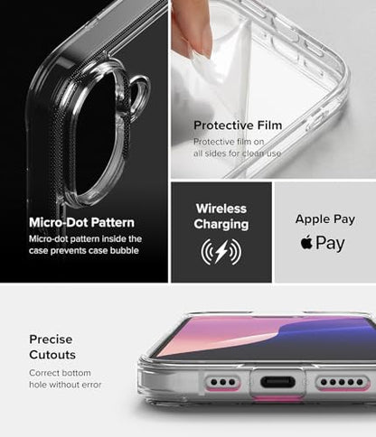 Ringke for iPhone 16 Case [Fusion Matte Clear] | Oil & Dirt Resistant, Anti-Fingerprint Technology Prevents Oily Smudges, Frosted Coating Feels Velvety Soft - size: iPhone 16