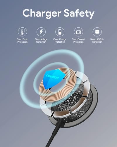 Magnetic Wireless Charger for iPhone, Fast Charging pad for MagSafe Compatible with iPhone 17/16/15 Pro/Pro Max/Plus/14/13 & AirPods 3/2/Pro - color: Black-05
