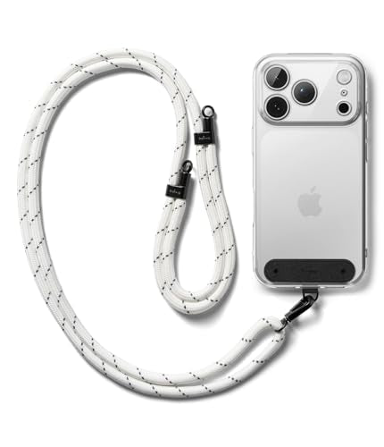 Ringke Holder Link Black, Adjustable Crossbody Strap with Cell Phone Tether Tab, Universal Multifunctional Lanyard Patch - color: Cloud White