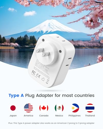LENCENT US to Japan Plug Adapter, 2 Prong to 3 Prong Outlet Adapter - style: Type A-17.5W-Japan