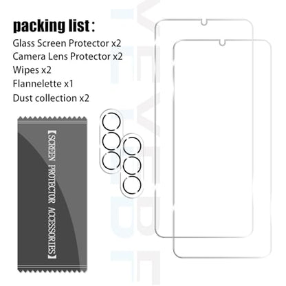 Galaxy A25 HD Clear Tempered Glass Screen Protector + Camera Lens Protectors, [2+2 Pack] [3D Glass] [Anti-Glare] [Bubble-Free] Screen Protector Glass For Samsung Galaxy A25 - size: Galaxy A25