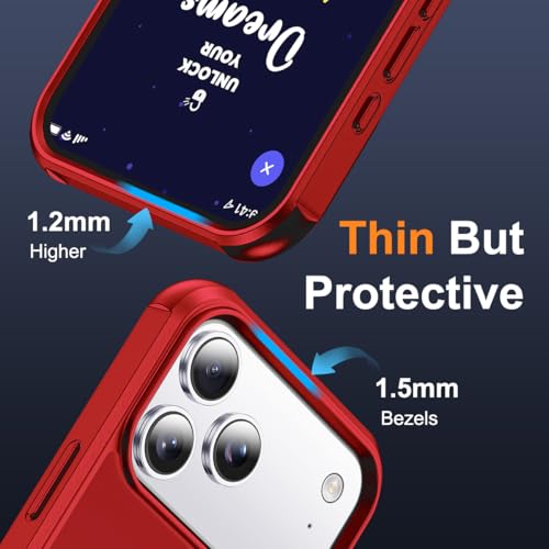 SKYLMW Compatible with iPhone 17 Pro Case with Stand,Red | iPhone 17 Pro Phone Case 6.3",Magnetic Ring Stand,Compatible with MagSafe,Military-Grade Protection,Great Grip Feeling - color: Red, size: Iphone 17 Pro