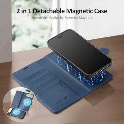Shieldtop Compatible with MagSafe iPhone 17 Air Wallet Case,Blue | 2 in 1 Detachable Magnetic,Credit Card Holder Slots,RFID Blocking,PU Leather,Kickstand,Flip Folio Phone Cover for Men & Women - color: Blue, size: iPhone 17 Air - 6.6"