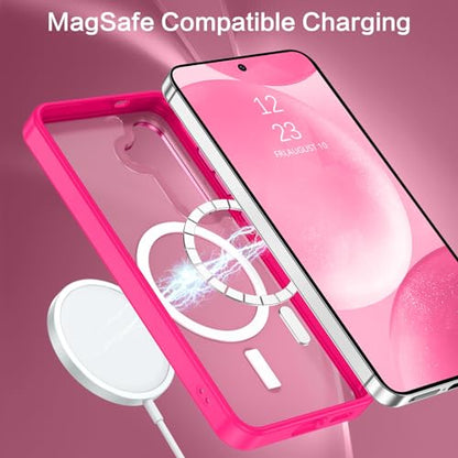BENTOBEN Magnetic for Samsung Galaxy S24 Plus Case [Compatible with Magsafe] Translucent Matte Slim Fit Shockproof Anti-Yellow Women Men Protective Phone Cases Cover for Galaxy S24 Plus 6.7", Hot Pink - color: Hot Pink