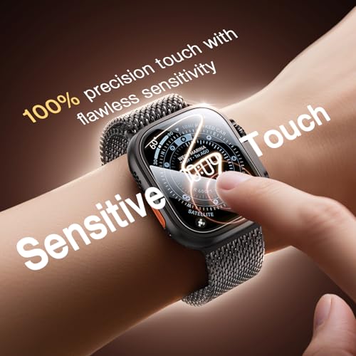 EGV 3 Pack for Apple Watch Ultra 3/Ultra 2/Ultra Screen Protector 49mm [Upgrade][Military Grade Protection] Top 9H+ HD Tempered Glass for iWatch Ultra 49mm with Auto-alignment Installation Frame