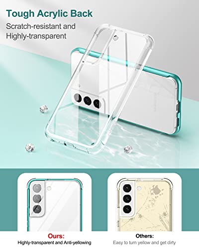 SURITCH for Samsung Galaxy S22+ Plus Clear Case 6.6" (Only), [Built-in Screen Protector] Full Body Protective Hard Shell+Soft TPU Phone Case for Samsung S22 Plus -(Green Edge) - color: Green Edge