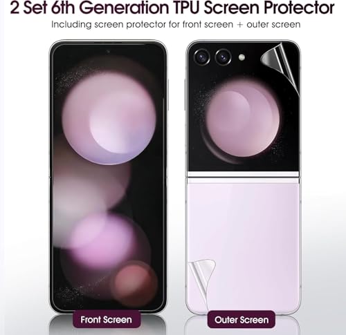 2 Sets Screen Protector for Samsung Galaxy Z Flip 6 6.7", High Definition Clear Soft TPU Screen Protector, 2 Front + 2 Inner Flexible Film Hydrogel, Self-Healing, Bubble-Free - size: Samsung Galaxy Z Flip 6
