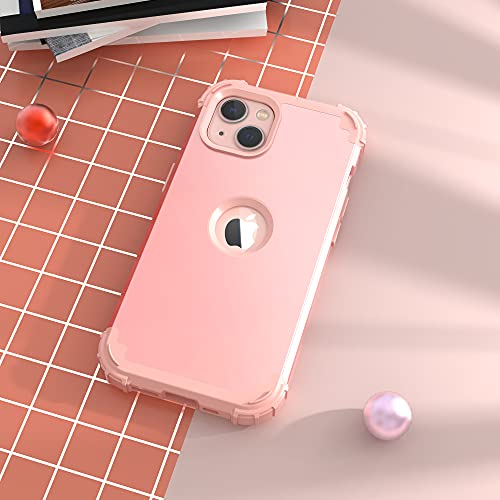 IDweel for iPhone 15 Case with Screen Protector for Women, 3 in 1 Shockproof Slim Fit Hybrid Heavy Duty Hard PC Cover Soft Silicone Bumper Full Body Case,Rose Gold - color: Rose Gold
