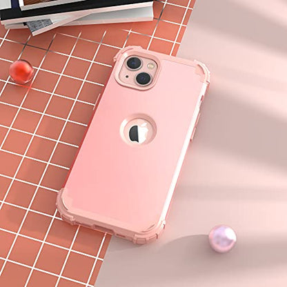 IDweel for iPhone 15 Case with Screen Protector for Women, 3 in 1 Shockproof Slim Fit Hybrid Heavy Duty Hard PC Cover Soft Silicone Bumper Full Body Case,Rose Gold - color: Rose Gold