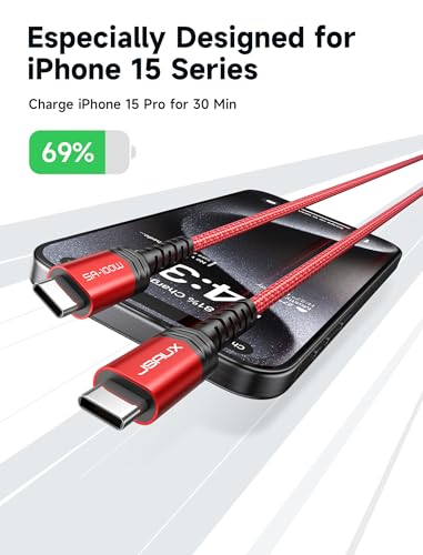 JSAUX 100W USB C to USB C Cable, 2-Pack 10FT, 5A Fast Charging, Red - color: Red, size: 10 ft+10 ft