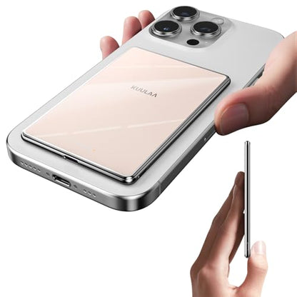 Kuulaa Power Bank 5000mAh 20W, Portable Charger Ultra Slim Magsafe Power Bank with LED Lights, Magnetic Wireless Chargeur Portatif Powerbank Compatible with iPhone 16/15/14/13/12 - Mirror Pink - color: Pink