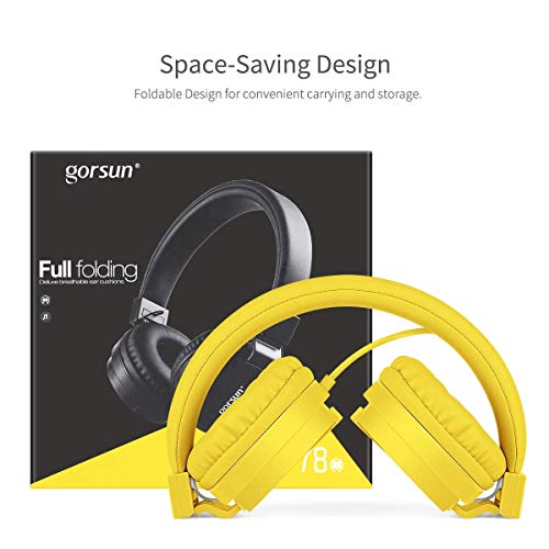 Kids Headphones, Lightweight Stereo Wired Toddler Headphones, Adjustable Headband Children's Headset for Smartphones Computer Pad Earphones(Yellow) - color: Yellow