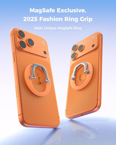 SUPERONE for MagSafe Phone Grip, Adjustable Magnetic Phone Ring Holder - color: Orange