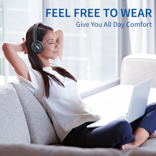 awatrue Wireless Headset with Mic for Work, Noise Canceling for Clear Calls - color: Black