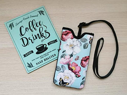 Tainada Neck Cell Phone Pouch Case Carrier w/Belt Loop (Turquoise Floral) - color: Turquoise Floral