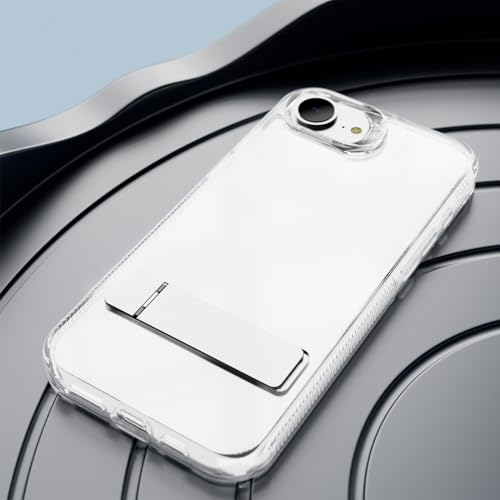 Compatible with Transparent iPhone 16e Case with Invisible Built-in Kickstand Metal Stand Shockproof TPU + Acrylic Slim Clear,Anti-Yellowing Phone Cover-Clear - color: Clear