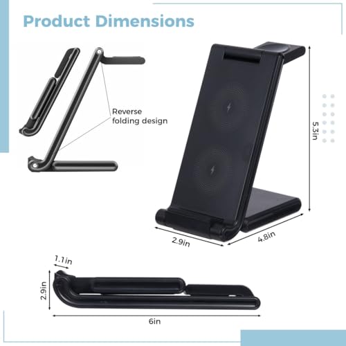 Multifunctional 3 in 1 Charging Station, Foldable 15W Charger for Phone, Smartwatch, Earbuds, Portable Dock for Multiple Devices