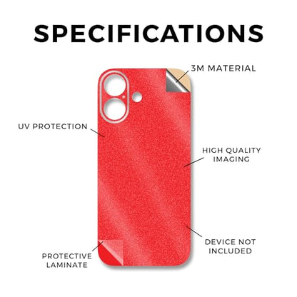 Glossy Glitter Phone Skin Compatible with Apple iPhone 17 - Solid Red - Premium 3M Vinyl Protective Wrap Decal Cover - Easy to Apply | Crafted in The USA by MightySkins - color: Solid Red, size: iPhone 17 (Back Wrap), style: Glossy Glitter Finish