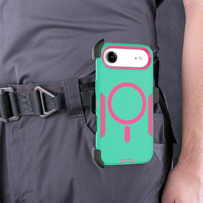 Designed for iPhone 17 Air Case,Green Rose | Compatible with MagSafe,Double protection,Tough Durable,Detachable back clip,Dustproof,No Fading,No Yellowing,Non-Slip - color: Green Rose, size: iPhone 17 Air 6.6”