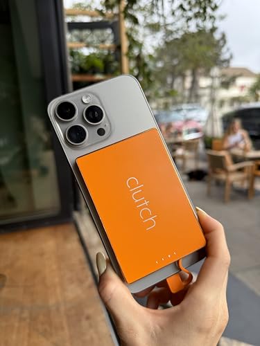 Clutch - Pro USB-C Portable Charger - Compatible with iPhone 15, 16, 17 & Android Devices - Power Bank Magnetic Battery - TSA Travel Approved - USB Rechargeable - Built-in Cable - 5000 mAh - 3.7oz - color: Orange