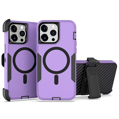 Designed for iPhone 11 Pro Max Case,Purple | Compatible with MagSafe,Double protection,Tough Durable,Detachable back clip,Dustproof,No Fading,No Yellowing,Non-Slip - color: Purple, size: iPhone 11 Pro Max 6.5"