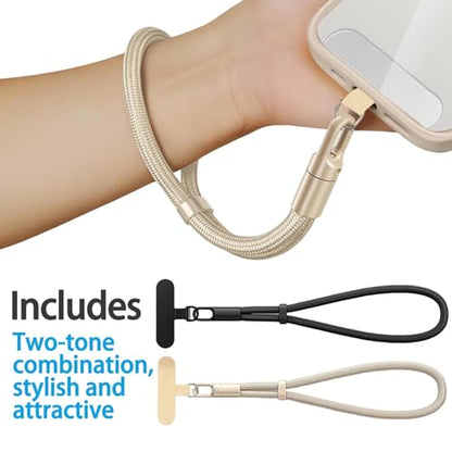 Adjustable Phone Wrist Strap, Slim Lanyard with Tether Tab Anti Drop Wristlet for and Smartphones, Nylon Hand Strap - color: Black+camel