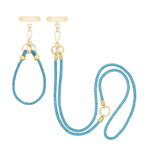 ABJFJE Crystal Phone Lanyard Crossbody & Wrist Strap Phone Strap Crossbody & Wrist Lanyard Anti Theft Phone Strap for Women - color: Lakeblue Crystal