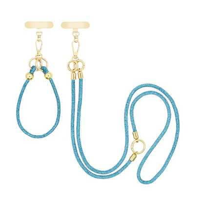 ABJFJE Crystal Phone Lanyard Crossbody & Wrist Strap Phone Strap Crossbody & Wrist Lanyard Anti Theft Phone Strap for Women - color: Lakeblue Crystal