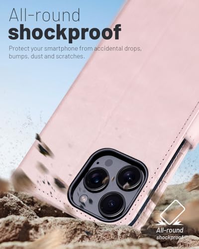 OCASE Compatible with iPhone 16 Pro Max Wallet Case, PU Leather Flip Folio Case with Card Holders RFID Blocking Kickstand [Shockproof TPU Inner Shell] Phone Cover 6.9 Inch 2024, Light Pink - color: Light Pink