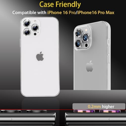 Camera Lens Protector for iPhone 16 Pro/16 Pro Max, Diamond Black - color: Diamond Black