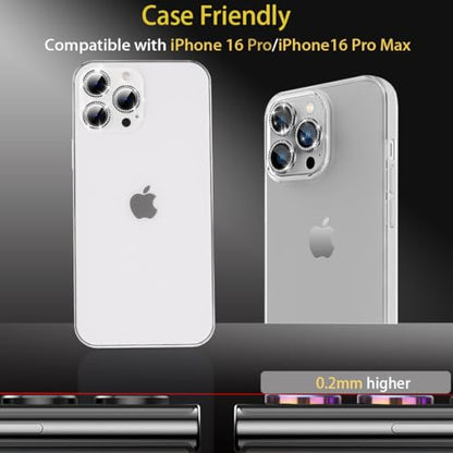 Camera Lens Protector for iPhone 16 Pro/16 Pro Max, Diamond Black - color: Diamond Black