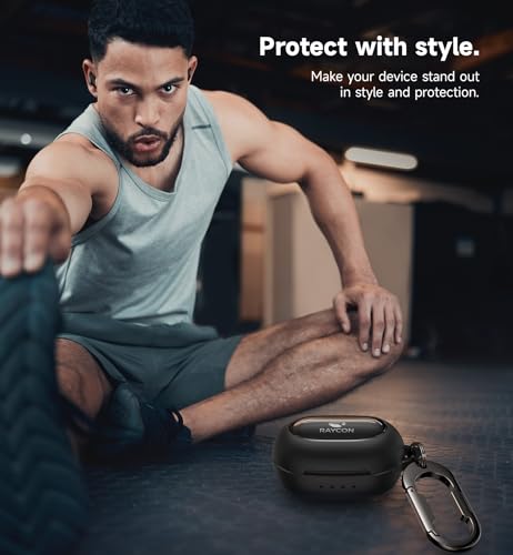 SURITCH Case for Raycon Everyday Earbuds Classic Headphones, Shockproof Magnetic Case for Raycon Bluetooth Headset True Wireless Earbuds, Protective Cover with Magnetic Lid Lock & Carabiner, Black - color: Black