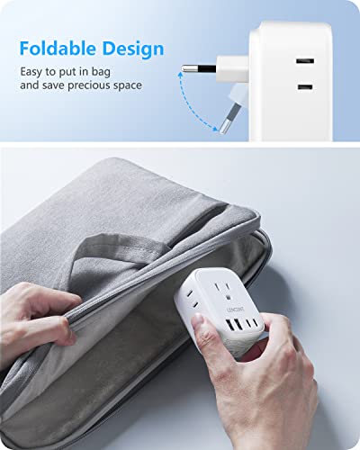 LENCENT 3 Pack European Travel Plug Adapter, US to Europe Type-C Foldable - style: Type C-3Pack-Most of Europe