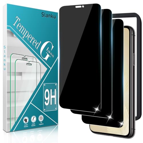 Slanku 3Pack Privacy Screen Protector for iPhone 11/XR Tempered Glass Frame - size: 11/XR