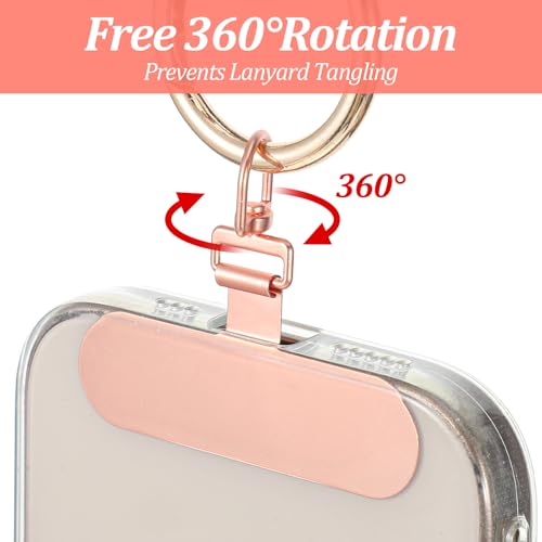 Sibba 8 Pack Metal Phone Tether Tab 360° Rotating Cell Phone Lanyard Patch