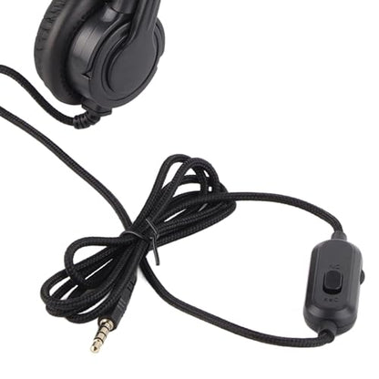 Wired Trucker Headset with Noise Cancelling Microphone, Mono Headset for Call Center and Customer Service, 3.5mm Wired Telephone Headset with Volume Control for Cellphone