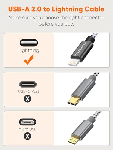 CableCreation 3Pack Short iPhone Charging Cable 6 Inch/0.5FT, MFi Certified - color: Black&White
