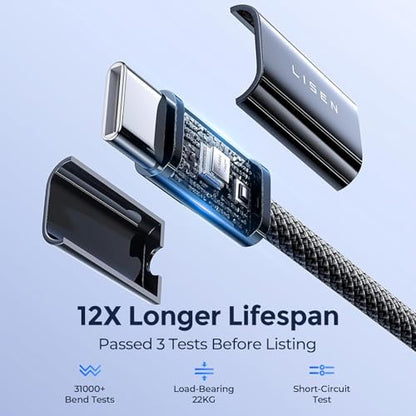 LISEN 240W USB C to USB C Cable, PS/2 Charging Cable (10FT+10FT) - color: Black, size: 10FT+10FT