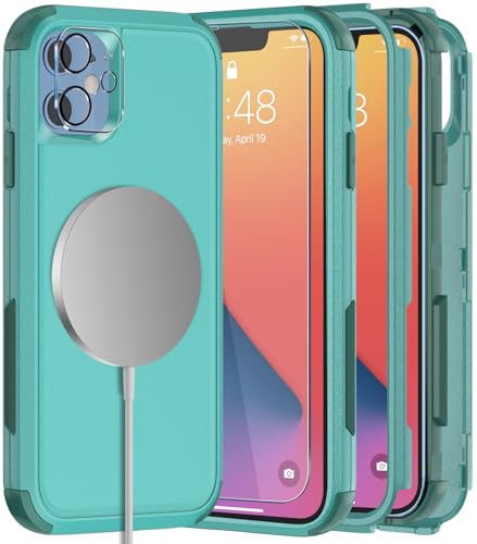 Diverbox for iPhone 11 Phone Case,iPhone 11 Magnetic Case [with Screen Protector & Camera Lens Protector ] Heavy Duty Phone Case for iPhone 11 Case (Magnetic Teal) - color: Magnetic Teal