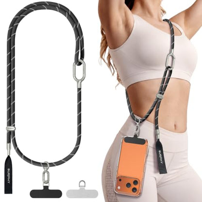 SURPHY Phone Lanyard Crossbody, Phone Strap Crossbody with 2 Tether Tabs - color: Gray & Black