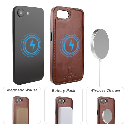 Bocasal for MagSafe Wallet Case Card Holder for iPhone 17e/16e, Brown - color: Brown for MagSafe