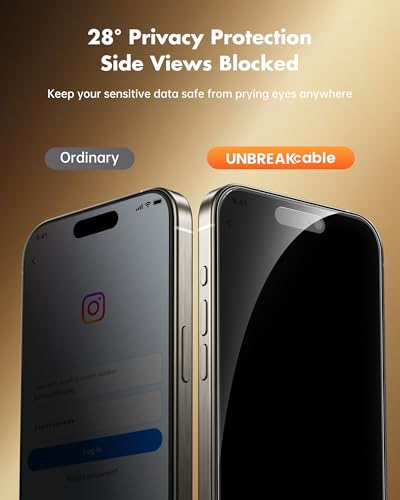 UNBREAKcable Privacy Screen Protector for iPhone 16 Pro Max, 2-Pack - size: iPhone 16 Pro Max