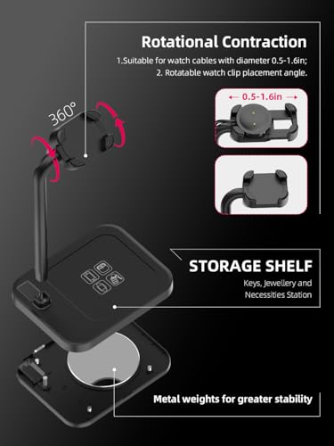 Universal Smart Watch Dock,Adjustable Telescopic Charging Stand - color: Black Universal Watch Bracket