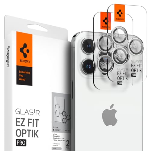 Spigen Camera Lens Protector for iPhone 15 Pro Max,15 Pro,14 Pro Max,14 Pro - color: Silver - iPhone 15 series