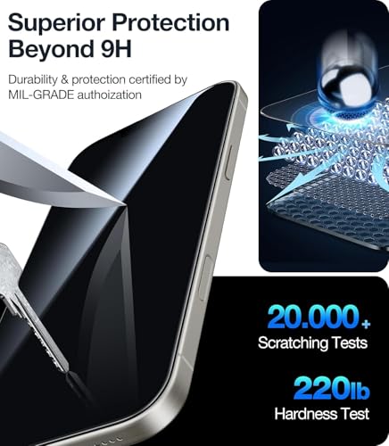 UltraGlass TOP 9H+ Armor for iPhone 14 Pro Privacy Screen Protector, 2 Pack - size: iPhone 14 Pro