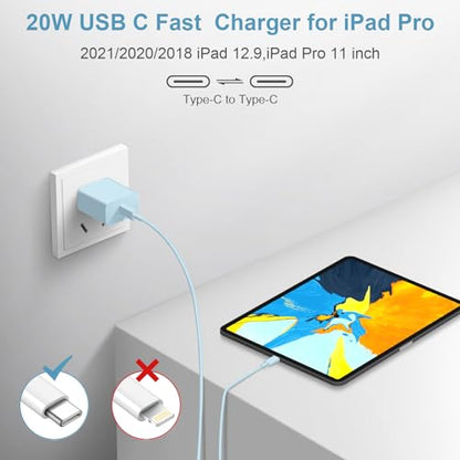 iPhone 18 17 16 15 Charger Fast Charging USB C Charger Block - color: Blue, size: 10FT