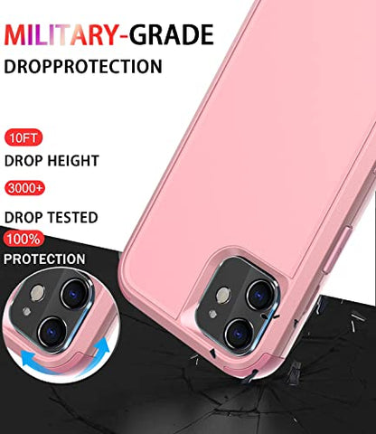 Diverbox for iPhone 11 Case [Shockproof] [Dropproof] [Tempered Glass Screen Protector],Heavy Duty Protection Phone Case Cover for Apple iPhone 11 (Pink-3in1) - color: Pink-3in1