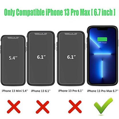 Battery Charging Case for iPhone 13 Pro Max, 12000mAh High Capacity Portable Rechargeable Battery Case Qi Wireless Charging with iPhone 13 Pro Max (6.7 inch) Extended Battery Charger Cover(Black) - size: iPhone 13 Pro Max